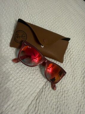Ray-Ban Women’s Red Frame with Red-Orange Mirrored Lenses Sunglasses